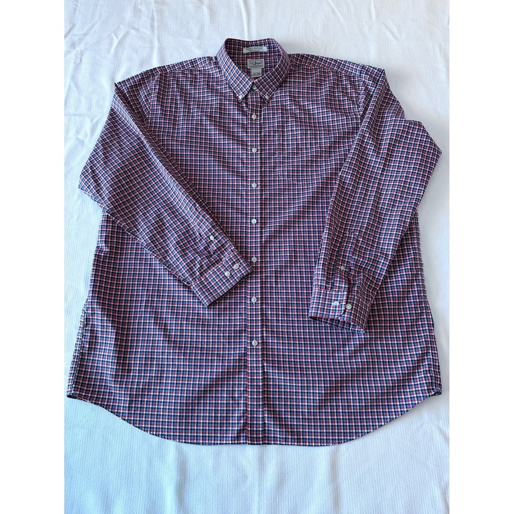 LL Bean Wrinkle Resistant‎ Traditional Fit Plaid Button Down Shirt XXL Tall